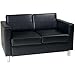 AVE SIX Pacific Vinyl Loveseat with Spring Seats and Silver Metal Legs, Black