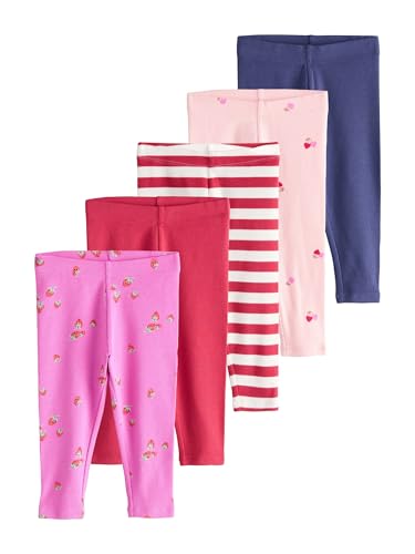 NEXT Mädchen Gerippte Leggings im 5er-Pack Pink Berry 98-104