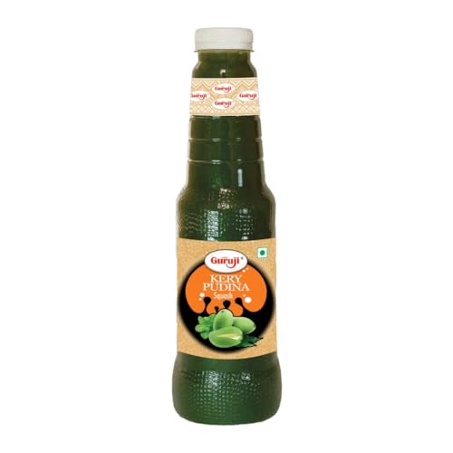 Image of Shree Guruji Kery Pudina Sharbat 1 Litre Summer Drink Raw Mango Mint Syrup Instant Summer Refreshing Beverage Aam Panna Style Cooling Drink Squash for Juice Mocktail Falooda Dessert Topping
