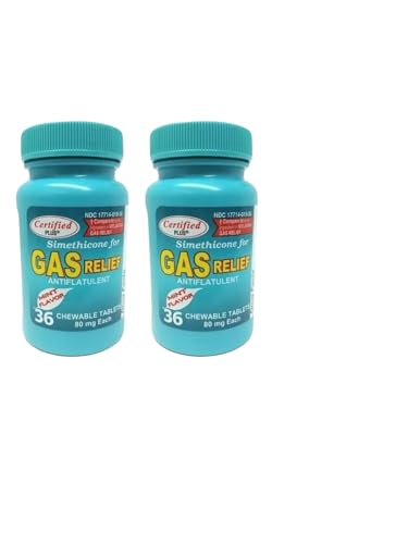 Gas Relief Chewable Tablets, 80mg Simethicone, Mint Flavor, 36 Count, 2 Pack