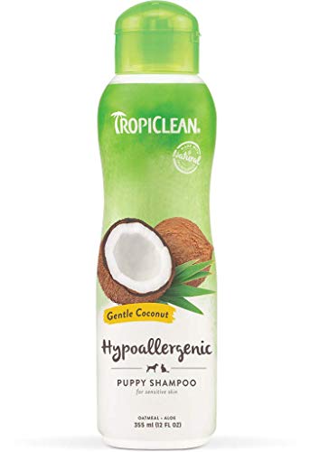 TropiClean Shampoo voor huisdieren, Puppy Shampoo, Made in USA - Natuurlijk afgeleide ingrediënten - Zeep & Paraben Free - pH Balanced - Rich Lather - Verse geuren - Zachte kokosnoot (355 ml)