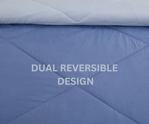 Image of Galaxy Home Decor Premium Microfibre Reversible Comforter | Ultra-Soft, Lightweight & All-Season Warm Quilt | Cozy AC Blanket for Single Bed 60 inch x 90 inch | 220 GSM, Sky & Powder Blue