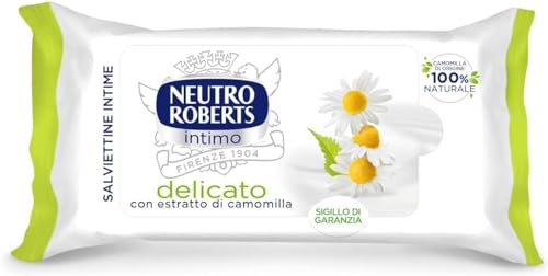 Neutro Roberts, Salviette per Igiene Intimo, Salviettine per l'Igiene Intima con Camomilla, 100% Naturale - Adatto a Pelli Sensibili, Per Donne e Bambini - Contiene 12 Salviettine