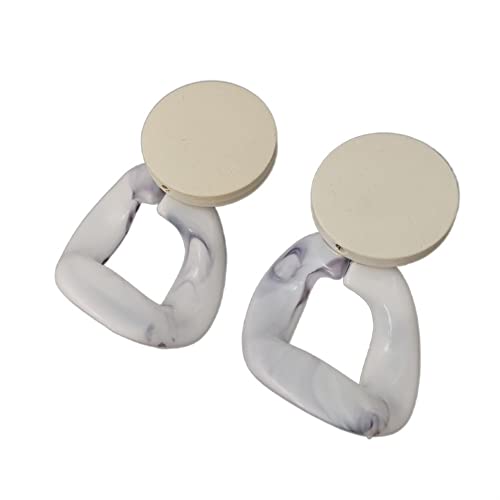 Boucles d'oreilles pendantes géométriques en bois et alliage pour femme style élégant
