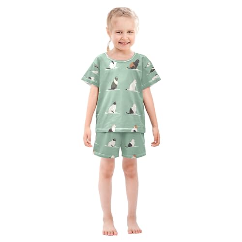 senya Cute Cat Various Summer Pajamas Set Short Cotton Sleepwear 2 Piece3