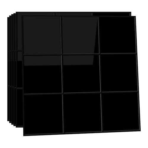 Yoillione Azulejos Adhesivos Cocina Pegatinas: Gruesas Baldosas Adhesivas Pared - 3D Azulejo Vinilo Adhesivo para Baño, 10 Piezas Negro