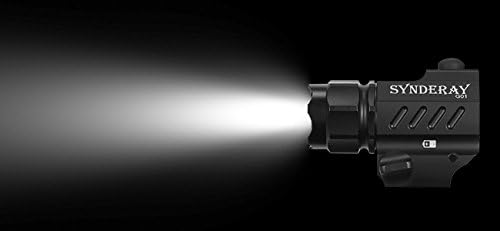 SyndeRay Compact Pistol Light with Strobe - Rail-Mounted Tactical Light for 1913 Picatinny/GL Style with Cree LED and CR2 Battery Included