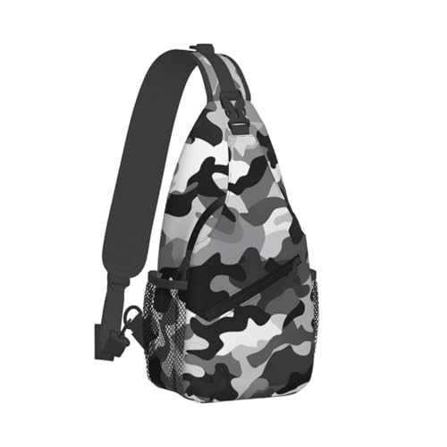 Bolso cruzado estilo camuflaje negro y blanco para hombres y mujeres miniatura 2