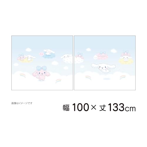 MORIPiLO サンリオ レースカーテン シナモロール (絵羽柄 つながる一枚絵アートカーテン) 幅100x198cm丈 2枚組 洗える 可愛い グッズ sanrio シナモン ブルー キャラクター まくらのモリシタ [4]