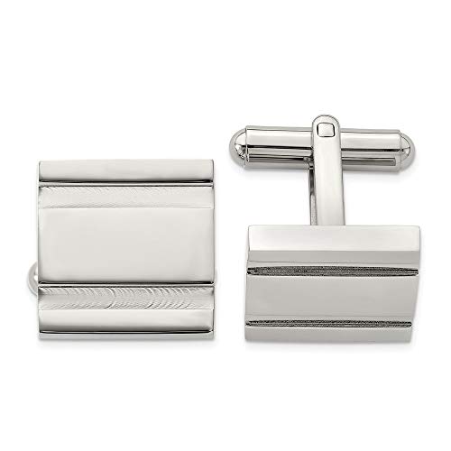 Mancornas para hombre de acero inoxidable sólido 13mm x 15mm miniatura 1