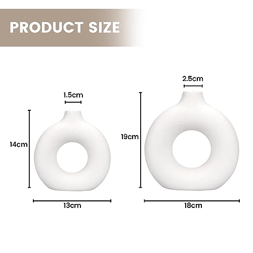 TAVADA Juego de 2 Jarrón De Cerámica, jarrones Redondos para Hierba de Pampas para decoración Moderna del hogar,Jarrones de cerámica neutros Bohemios nórdicos Estilo minimalismo - imagen 6