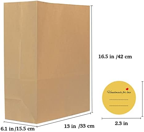 Large Brown Paper Bags 33 x 15.5 x 42 cm Sandwich Food Brown Bags,Brown Paper Gift Bags,Recycled Paper Bags, Party Wedding, Festive Paper Bags