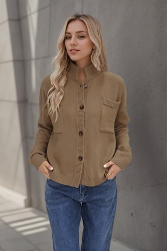 Women's Long Sleeve Cardigan Sweater Button Down Knit Jacket Coat Trendy Open Front Knitwear Tops with Pocket2
