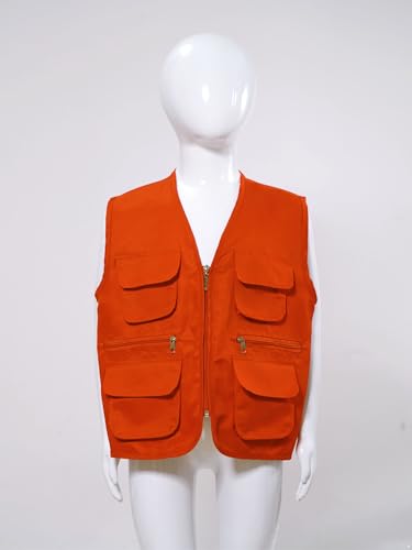FEESHOW Kids Girls Boys Safety Vests Children Zipper Up Waistcoat Volunteer Activity School Work Halloween Uniform3
