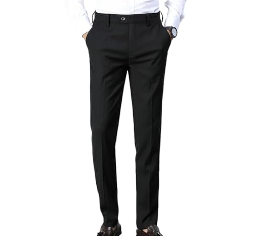 Mens Straight Business Dress Pants High Waisted Wrinkle Free Office Formal Casual Suit Trousers - Main Image