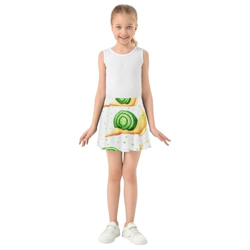 Girls Skorts Athletic Shorts Skirts with Shorts Navy Pleated Cute Cartoon Snails 3t3
