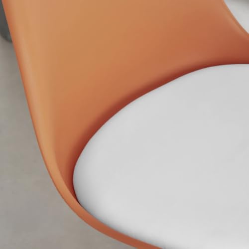 Image of Amazon Brand - Umi Faux Leather Height-Adjustable Modern Revolving Rotary Arm Office Study Desk Chair - Ideal for Spa, Bar, Home - Orange & White Color