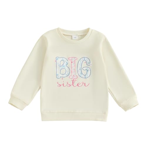 GOOCHEER Big Sister Little Sister Matching Outfit Newborn Baby Girl Long Sleeve Romper Toddler Girl Sweatshirt Pullover Top