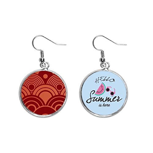 Pendientes de sandía con grabado detallado de olas tradicionales de Asia para lóbulo