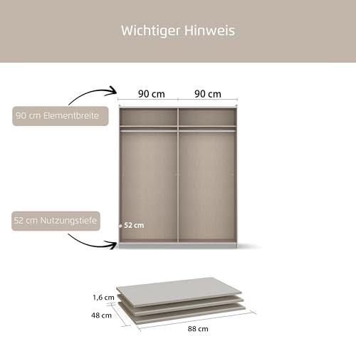 Rauch Möbel ZUBEHÖR, Einlegeböden, 3er-Set, für Schwebetürenschränke von Rauch mit Einer Elementbreite von 90 cm und Einer Schranktiefe von 62 cm, Farbe Texline Leinenoptik, Maße 88x1,6x48cm