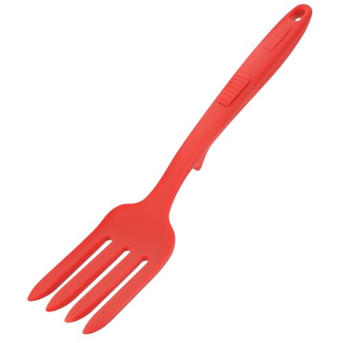 FUNOMOCYA Silicone Cooking Fork Bbq Fork Egg Whisk Fork Cooking Utensil Bacon up Pasta Twirling Fork Bread Tools Cooking Spaghetti Fork Wear-resistant Dinner Fork Non Bin Bag Red