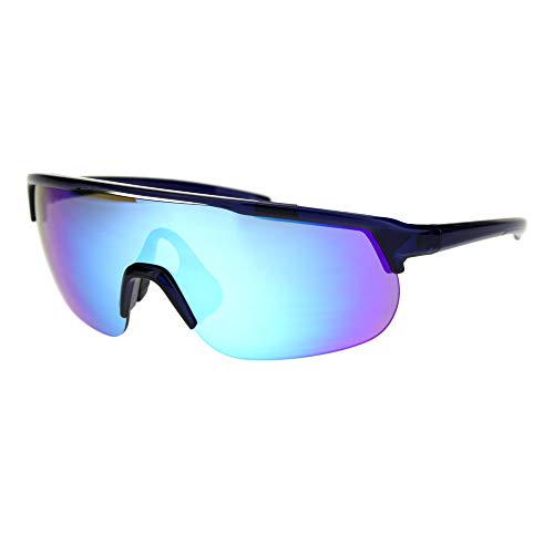 Retro Mirror Lens Oversize Shield Robotic Half Rim Sunglasses2