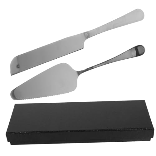 STOBAZA Cuchillo y Espátula Inoxidable para Cortar y Servir Tartas con Dentada Utensilios Versátiles para Bodas y Cocina Casa para Pasteles Pizzas y Postres Presentación Caja de Regalo