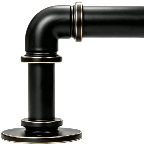 WORLD RODS Antique Brass Curtain Rod for Windows 18 to 120 Inches,1 Inch Adjustable Drapery Pole,Heavy Duty Outdoor/Indoor Modern Curtain Rods,Easy Installation(Black Gold 18"-120")