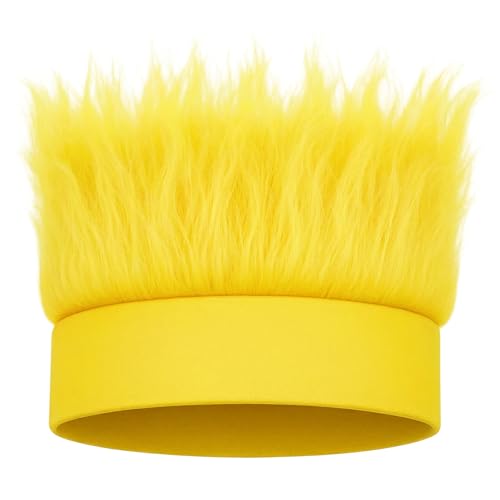 CHAKAKA Hairy Headband Crazy Hats Funny Wig Troll Hair for Adults Fun Party Costume Accessories for Crazy Hair Day School Spirit Week Sports Halloween Cosplay Parties (Yellow)
