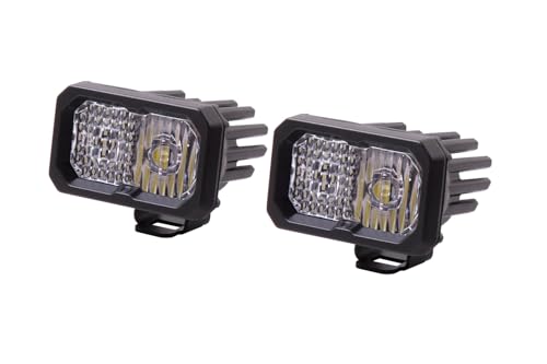Diode Dynamics Stage Series 5.1 cm SAE/DOT White Sport Standard LED Pod (par), combo con retroiluminación ámbar