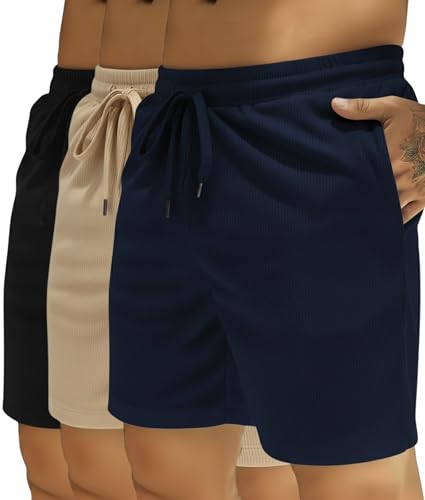 Image of INKKR Men's Premium Polyester Casual Ribbed Shorts ||Loose Fit with 2 Pocket Shorts