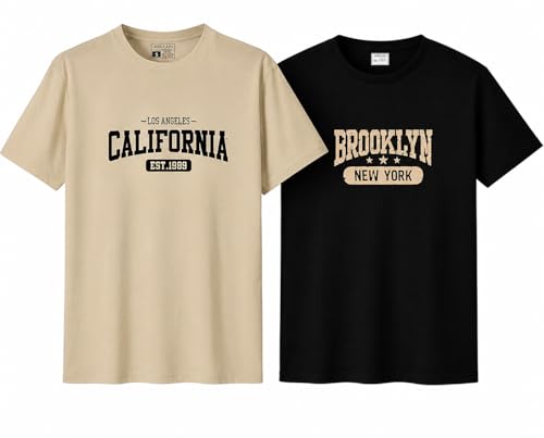 Image of JUGULAR Men's Half Sleeve Cotton Printed Combo Tshirt (Pack of 2)