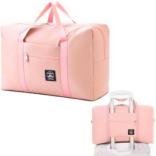 Large Capacity Travel Bag,Oxford Storage Bag, Clothing Storage Bag, Home and Travel, Multifunctional Sports Shoulder Bag (Pink, Large)