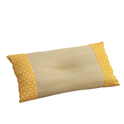 枕 い草枕 詩織 くぼみ平枕 イエロー 約50×30cm 日本製 藺草枕 井草枕 国産 夏 自然素材 窪み型 寝汗 茣蓙枕 #9817238