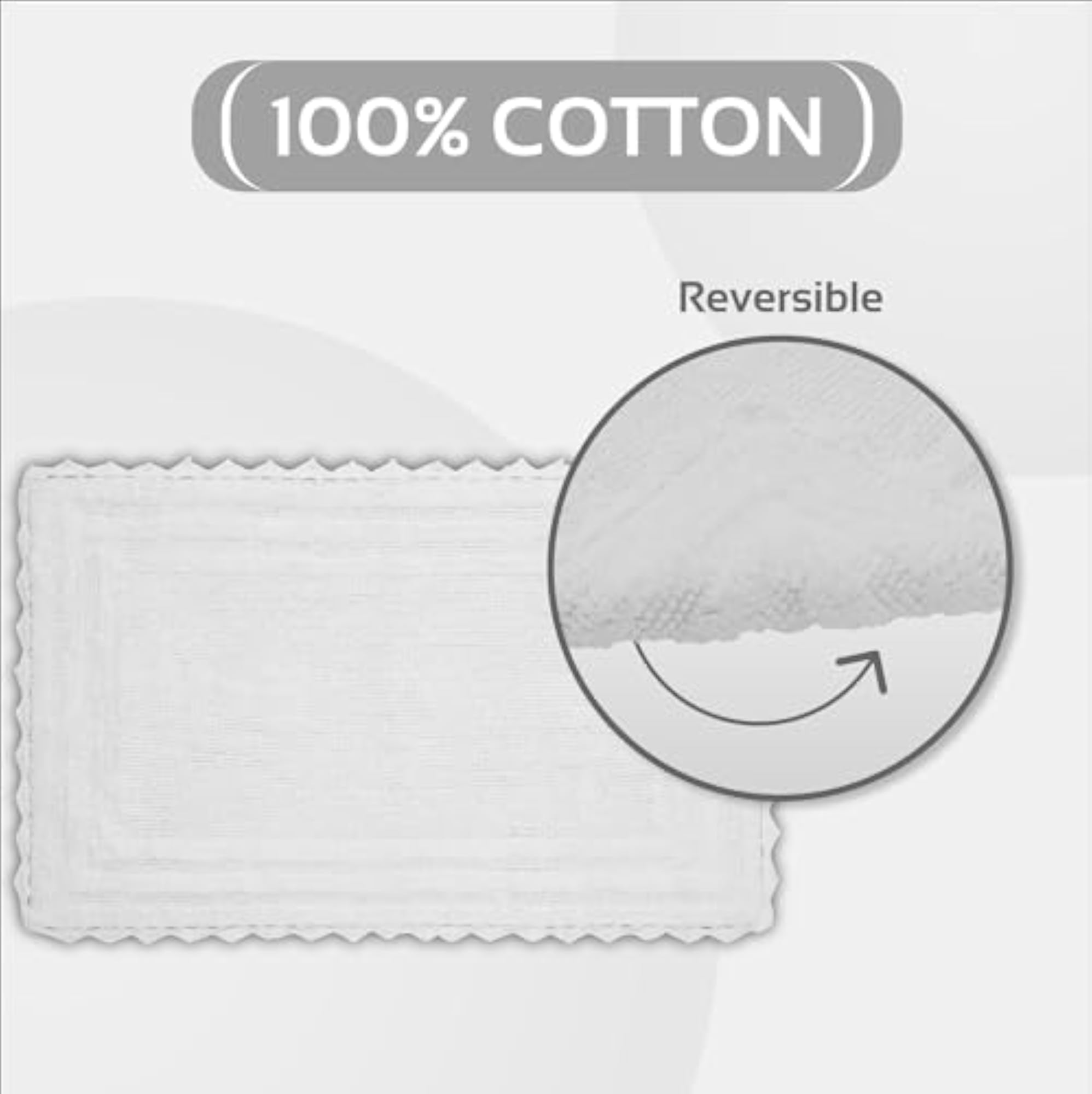 Lilly Crochet Collection 100% Cotton Bath Rug, Rectangle White