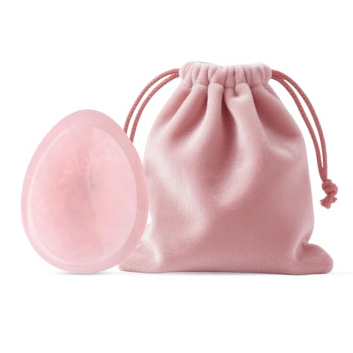 WHAL&YUNE Rose Quartz Thumb Worry Stone for Anxiety, Healing Crystals Natural Drop Shape Gemstone Meditation Reiki Balancing Accessories Gift for Stressed People-1.8 inches