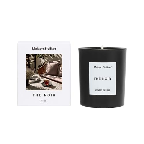 Th Noir Candle by Maison Sicilian | Inspired by The Noir 29 - Soft Warm Mellow Black Tea Scent | Premium Coconut Beeswax Blend + Luxury Fragrance Oil | Cozy Warm Ambiance & Thoughtful Gift