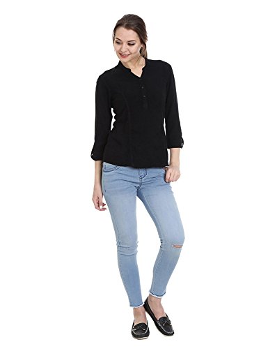 Image of Identiti Women Three Quarter Sleeves Solid Slim Fit 100% Viscose Casual Top for Women