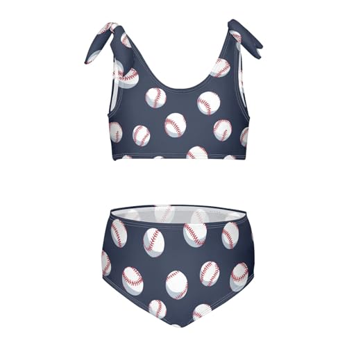 Wusikd Baseballs Girls Swimsuits Two Piece Navy Blue Swimwear Bikini Set for for Girls Size 3T