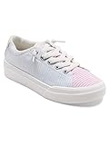 Roxy Girls Rae Slip On Sneaker Shoe, White/Stripe, 13 Big Kid