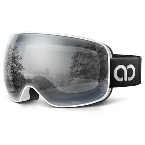 Lamicall Óculos de esqui para homem, óculos esqui OTG - [HD lente esférica e anti-embaciamento patenteado] máscara snowboard para mulheres homens, máscara Snow UV400 proteção, visão mais ampla