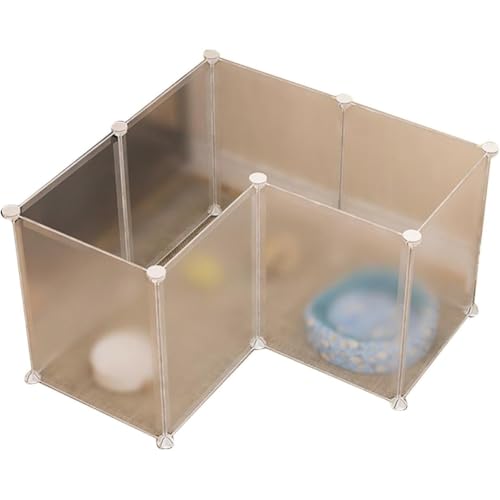 ペットサークル 室内用 犬 猫 用 ペットフェンス 自立式 ジョイント式 パネル 仕切り 脱走防止 小型犬用 ケージ トイレ付き フェンス 屋外用 置くだけ 自由組み合わせ可能 ペット用囲い (47CM 透明 8枚(L字) (75*75*47CM))