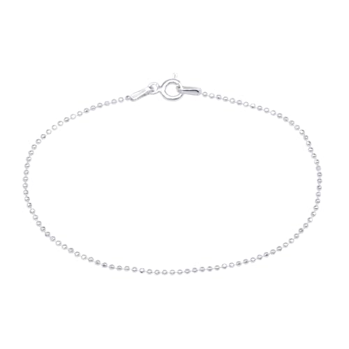 Kualitas Genuine 925 Sterling Silver 1.2mm Diamond Cut Ball Chain Bracelet 6.5"