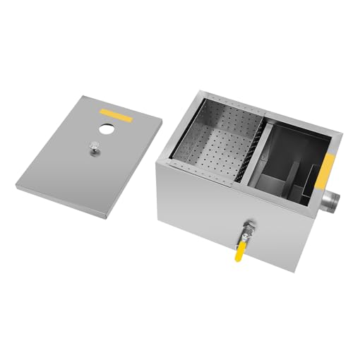 GXFCHYL Commercial Grease Trap Stainless Steel Grease Interceptor with Automatic Shut-off Device, Under Sink Grease Trap Waste Water Oil-water Separator for Restaurant Factory Home Kitchen