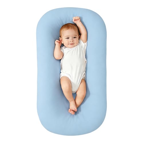 Image of Saanerueen Baby Support Cushion for Newborn, Infant Support Cushion, Portable Tummy Time Mat for Home and Travel, Supervised Use, Soft Breathable Cotton, Baby Essentials Gift (Blue)