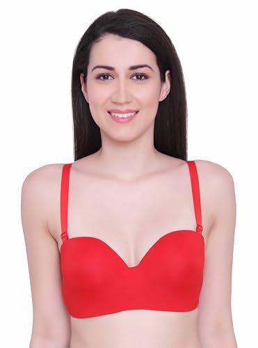 Image of GLAMORAS Women & Girls Demi Cup Bra | Nylon Spandex, Padded, Underwired Bra | Adjustable Detachable Straps, Low Coverage Demi Bra