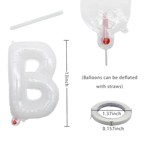 Image of White Happy Birthday Balloon Banner 16 Inch - White Birthday Decorations Happy Birthday Sign Reusable Foil Letters Balloons Suitable for Men, Women Party Decorations,Birthday Decor Party Supplies