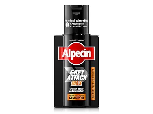 Alpecin Grey Attack MAX Caffeine & Colour Shampoo 1 x 200ml - Gradually Darker and Stronger Hair - Extra Strong Colour Performance - Against Thinning Hair - For Men
