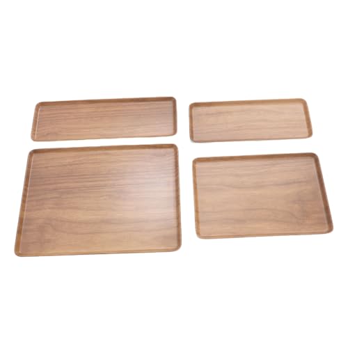 Generic Bandeja de Bandeja de Servicio Rectangular de 4, Bandeja de Bebidas de Comida con 4 Tamaños Diferentes para el Hogar, Bandeja para Servir para el Desayuno, de Cena de