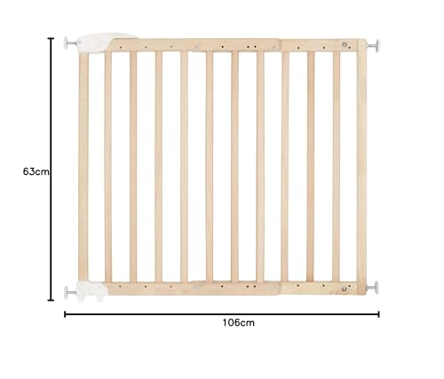 Badabulle Deco Pop, ausziehbares Babygitter aus Holz | 63 bis 106 cm breit | Druck- oder Schraubgitter für Babytüren und Treppengitter
